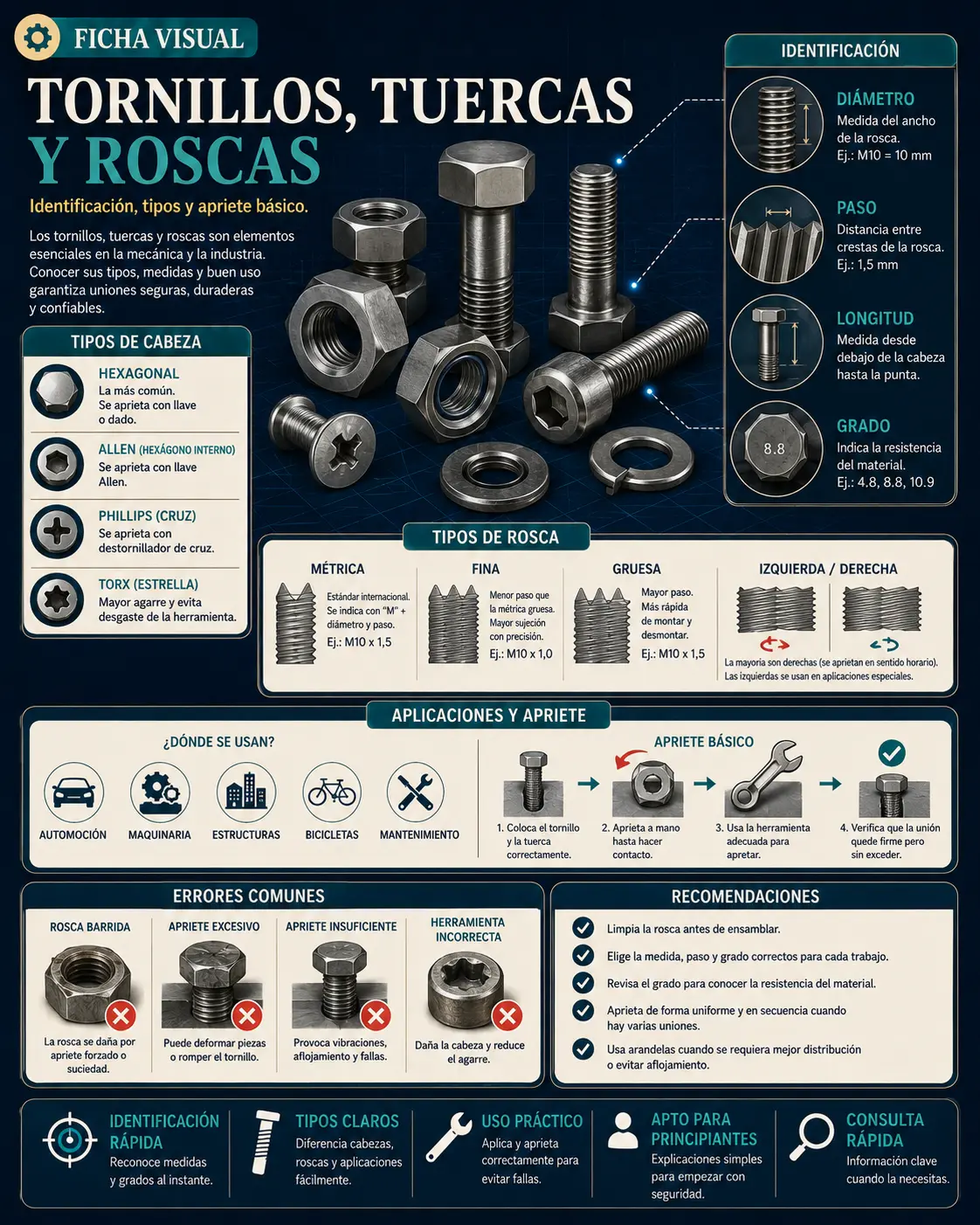 Tornillos, tuercas y roscas