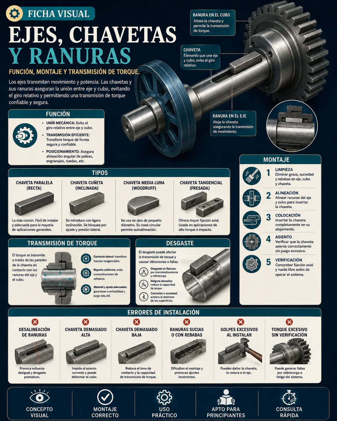 Ejes, chavetas y ranuras